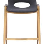 Black and Gold Mid-Century Modern Counter Stool with Armrests (Set of 2)