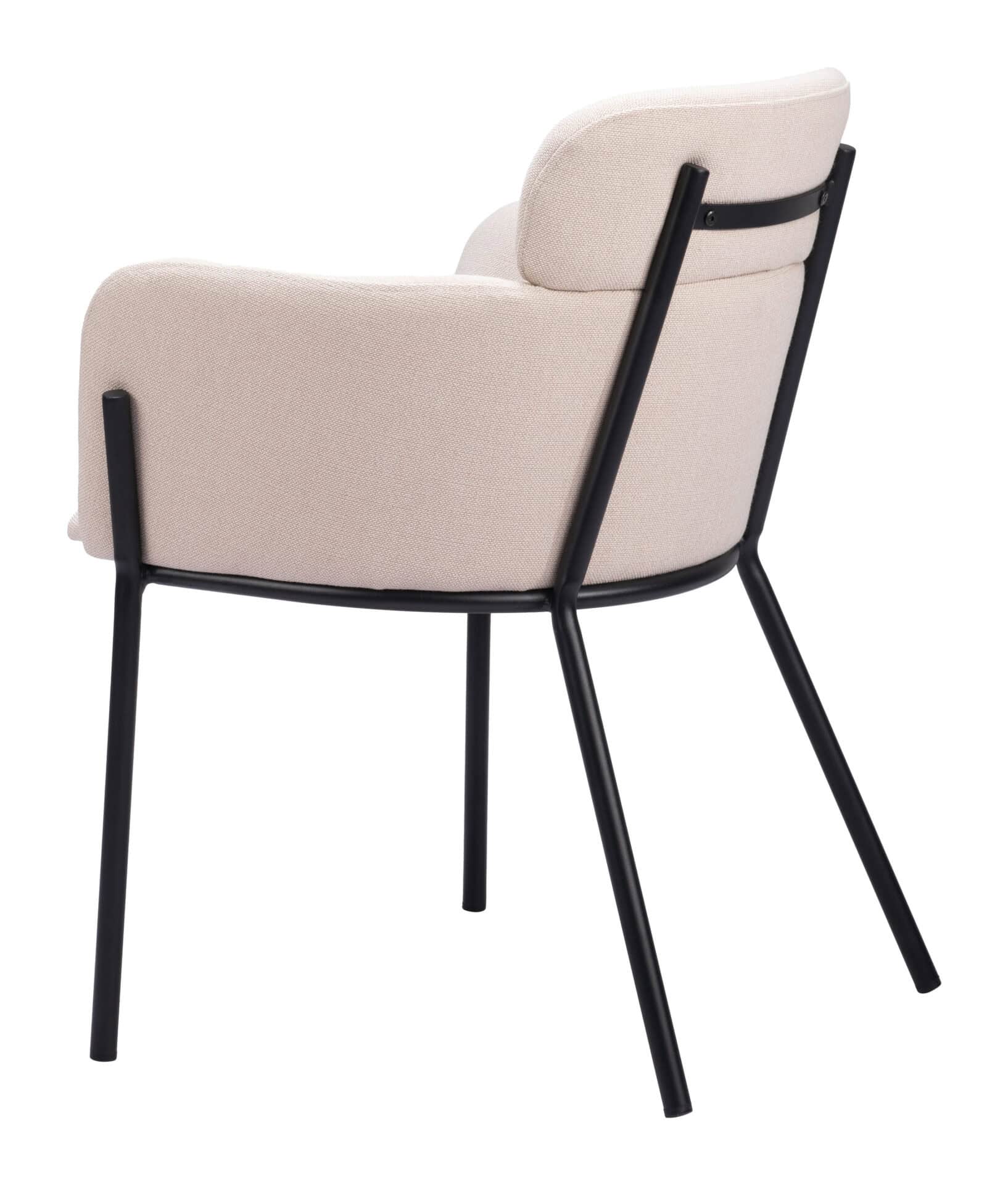 Beige Modern Dining Chair with Steel Frame and Vinyl Upholstery (Set of 2) 5 Beige Modern Dining Chair with Steel Frame and Vinyl Upholstery (Set of 2) - Image 5