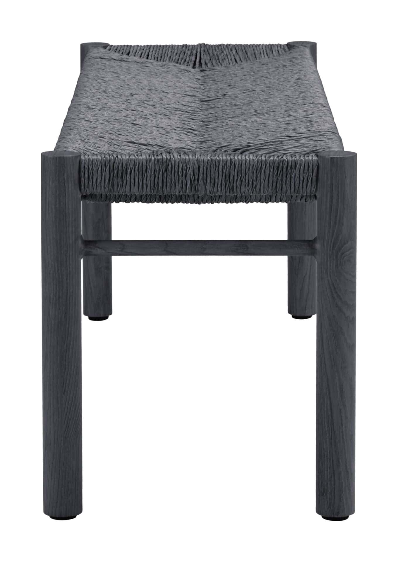 Modern Black Aluminum Bench with Faux Wood Frame 2 Modern Black Aluminum Bench with Faux Wood Frame - Image 2