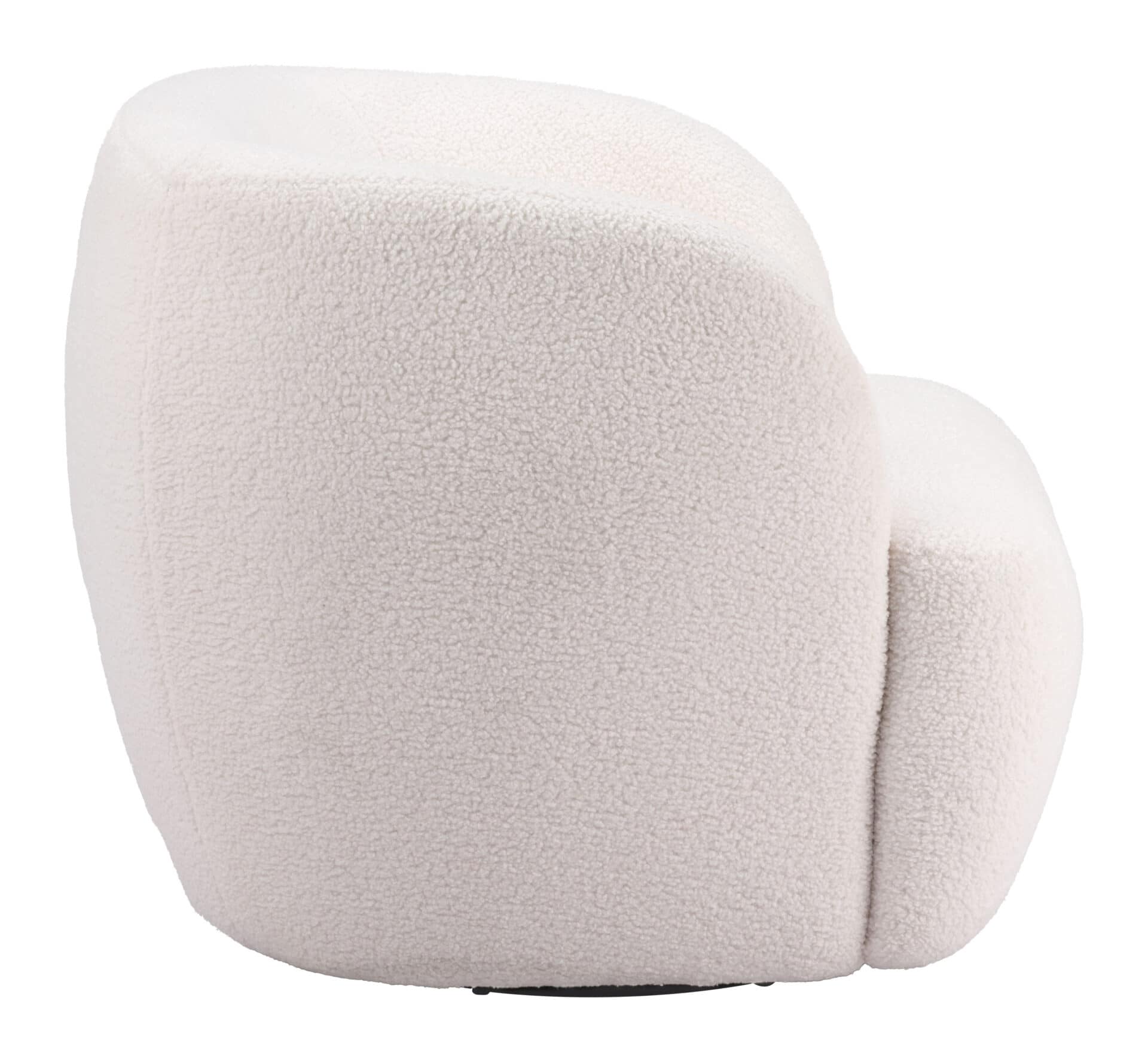 Ivory Shearling Style Swivel Chair with Armrest Support 4 Ivory Shearling Style Swivel Chair with Armrest Support - Image 4