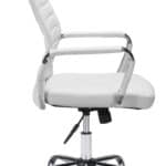 White Faux Leather Office Chair with Adjustable Height and Swivel Base 11 White Faux Leather Office Chair with Adjustable Height and Swivel Base