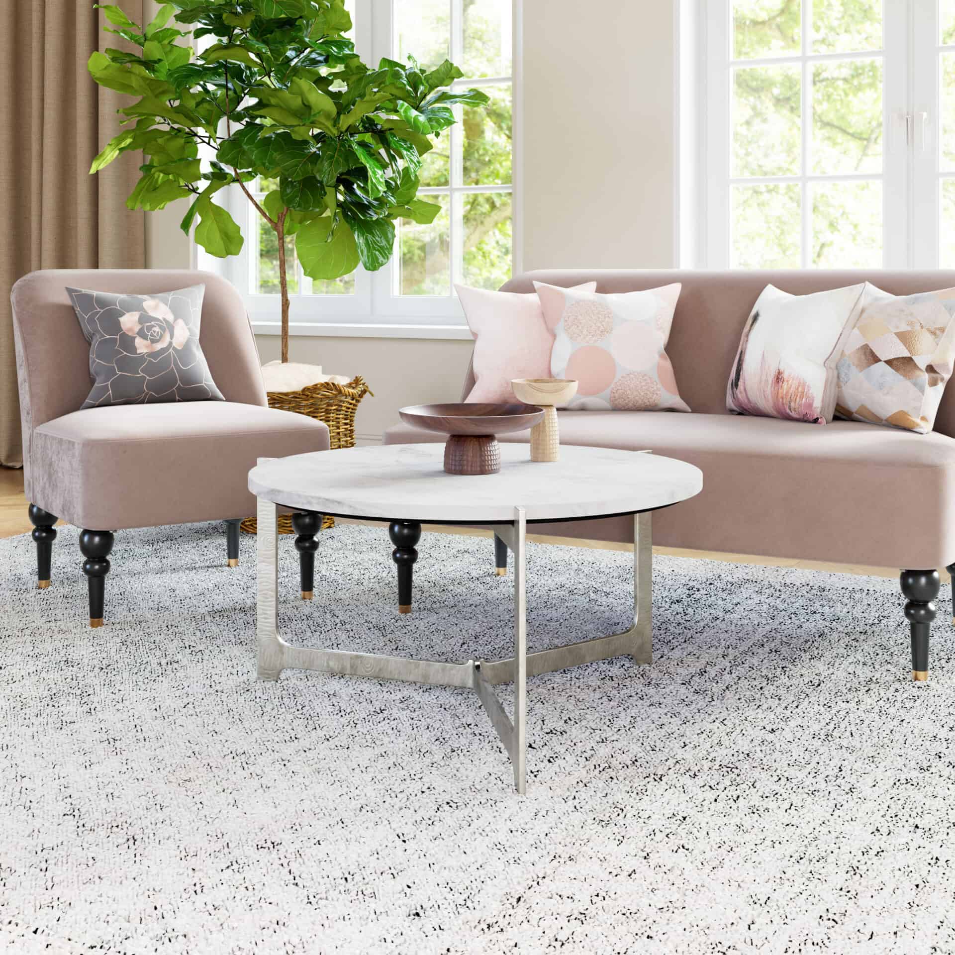 Luxurious Round Marble Coffee Table with Cast Aluminum Base 1 Luxurious Round Marble Coffee Table with Cast Aluminum Base