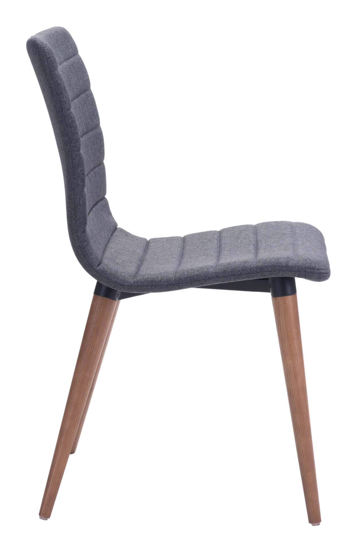 Mid-Century Modern Gray Dining Chair with Walnut Wood Legs (Set of 2) 3 Mid-Century Modern Gray Dining Chair with Walnut Wood Legs (Set of 2) - Image 3