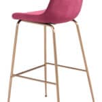 Glam Gold Barstool with Red Velvet Seat and Footrest