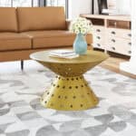Modern Round Gold Coffee Table with Powder Coated Body