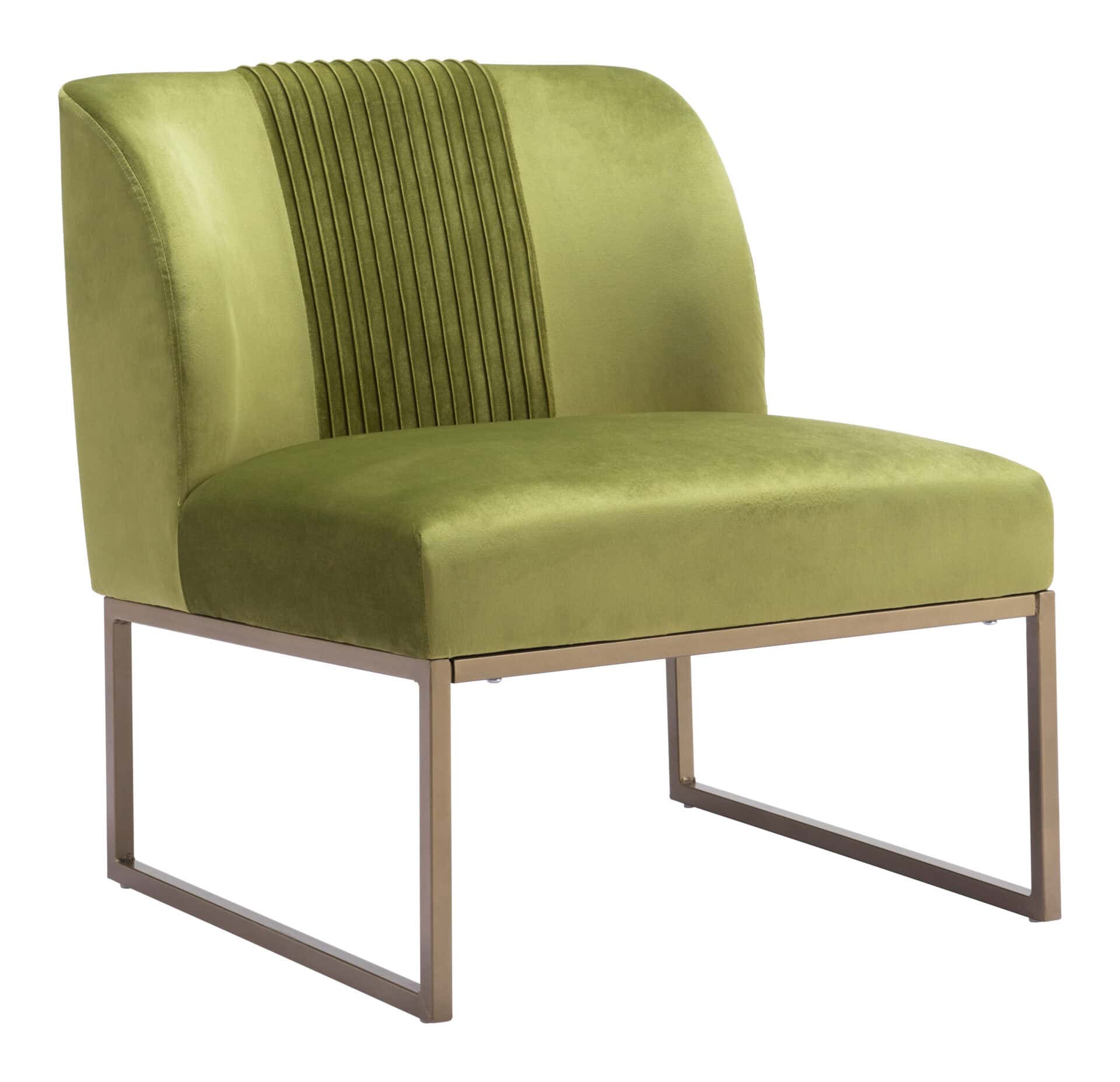 Olive Green Velvet Accent Chair with Powder Coated Steel Base 2 Olive Green Velvet Accent Chair with Powder Coated Steel Base - Image 2