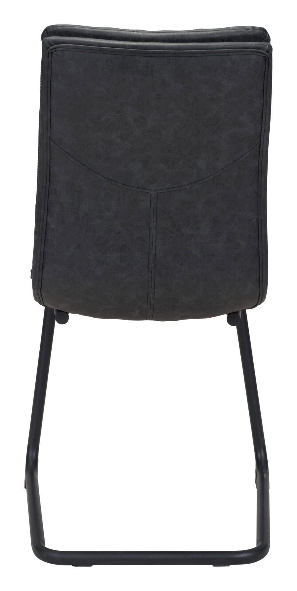 Vintage Black Faux Leather Dining Chair with Steel Legs (Set of 2) 6 Vintage Black Faux Leather Dining Chair with Steel Legs (Set of 2) - Image 6