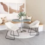 Modern White Tufted Dining Chair with Steel Legs (Set of 2)