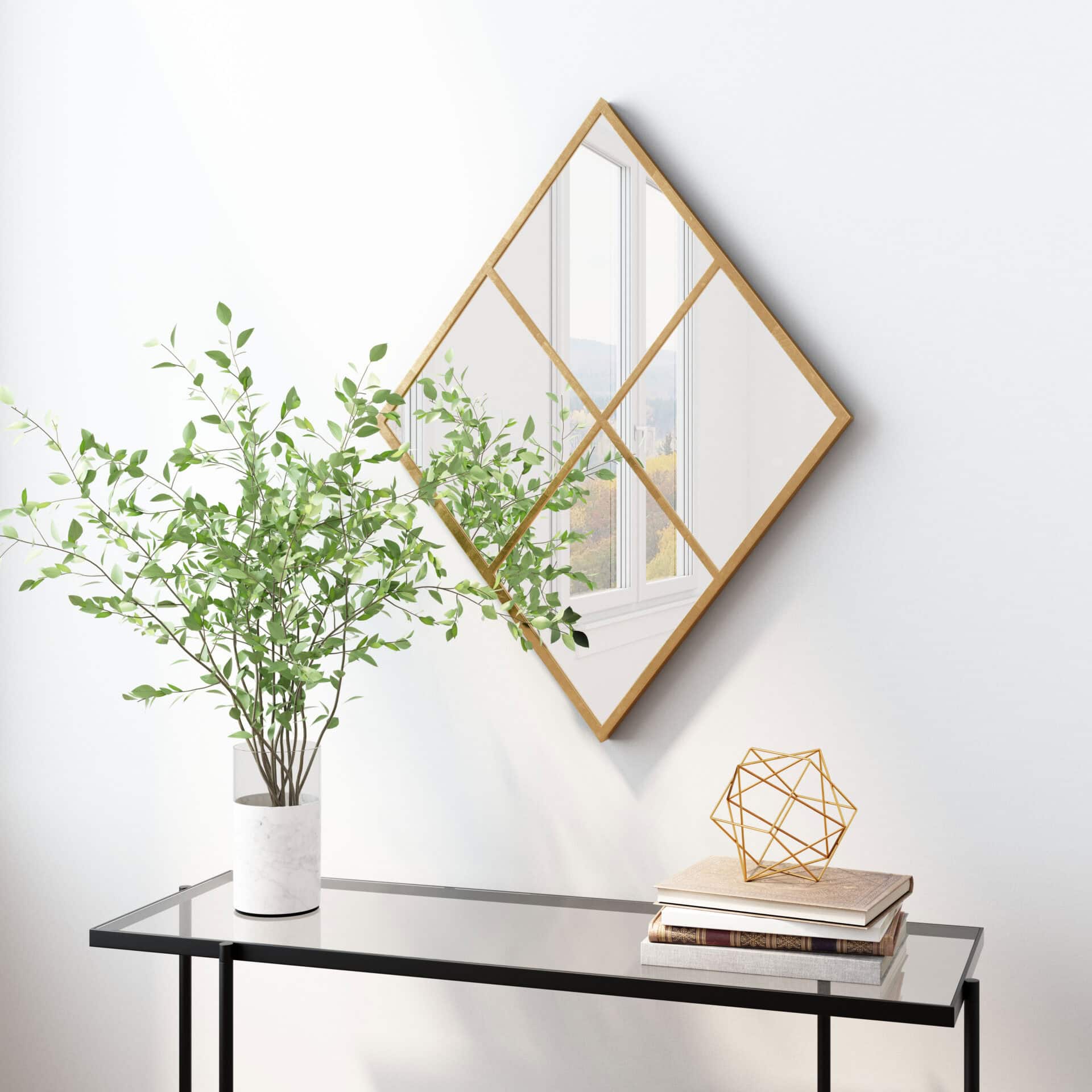 Geometric Gold Steel Frame Mirror – Modern Glam Design 1 Geometric Gold Steel Frame Mirror – Modern Glam Design