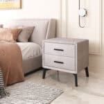 Gray End Table with Two Fabric Drawers and Steel Frame 11 Gray End Table with Two Fabric Drawers and Steel Frame