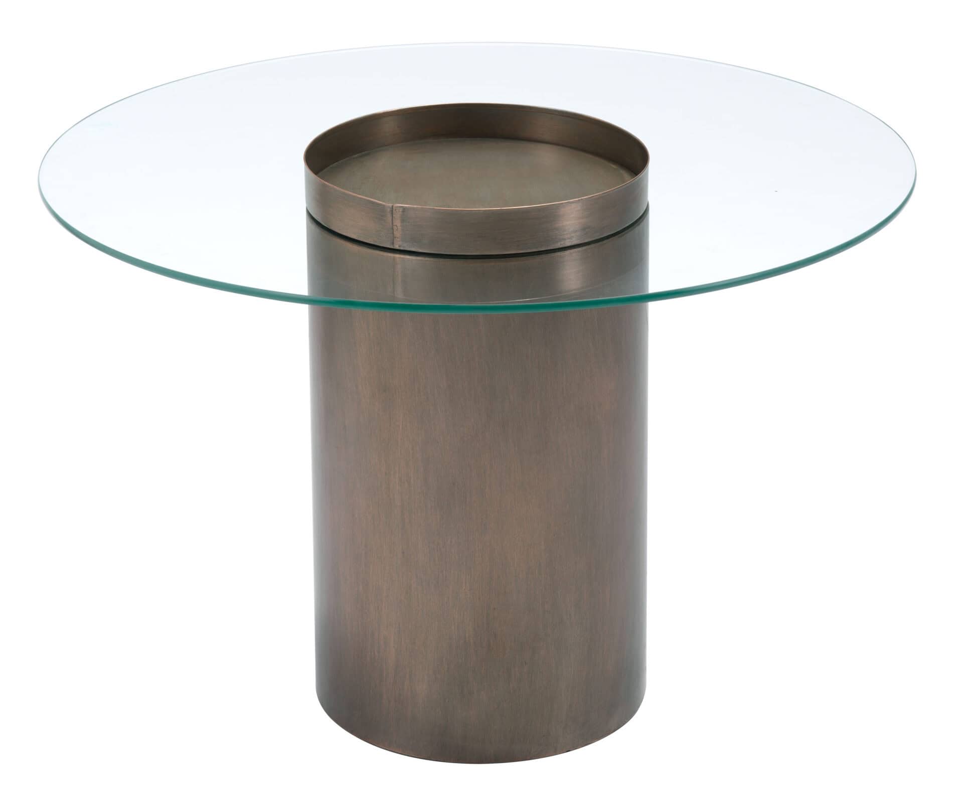 Industrial Round Coffee Table with Tempered Glass and Bronze Finish 5 Industrial Round Coffee Table with Tempered Glass and Bronze Finish - Image 5