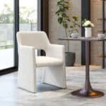 Linen-Style Upholstered Dining Chair with Armrests and Solid Wood Frame 10 Linen-Style Upholstered Dining Chair with Armrests and Solid Wood Frame