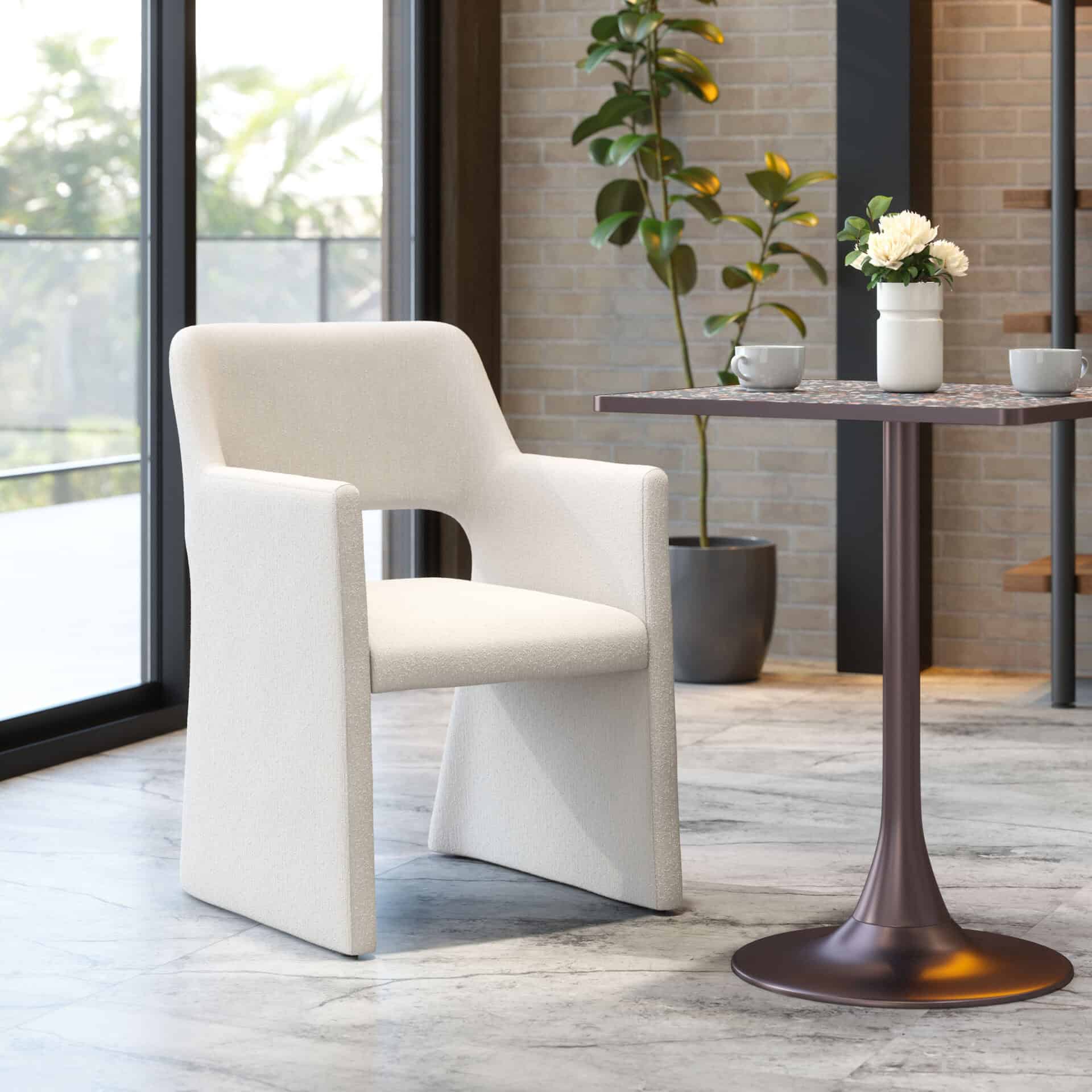 Linen-Style Upholstered Dining Chair with Armrests and Solid Wood Frame 1 Linen-Style Upholstered Dining Chair with Armrests and Solid Wood Frame