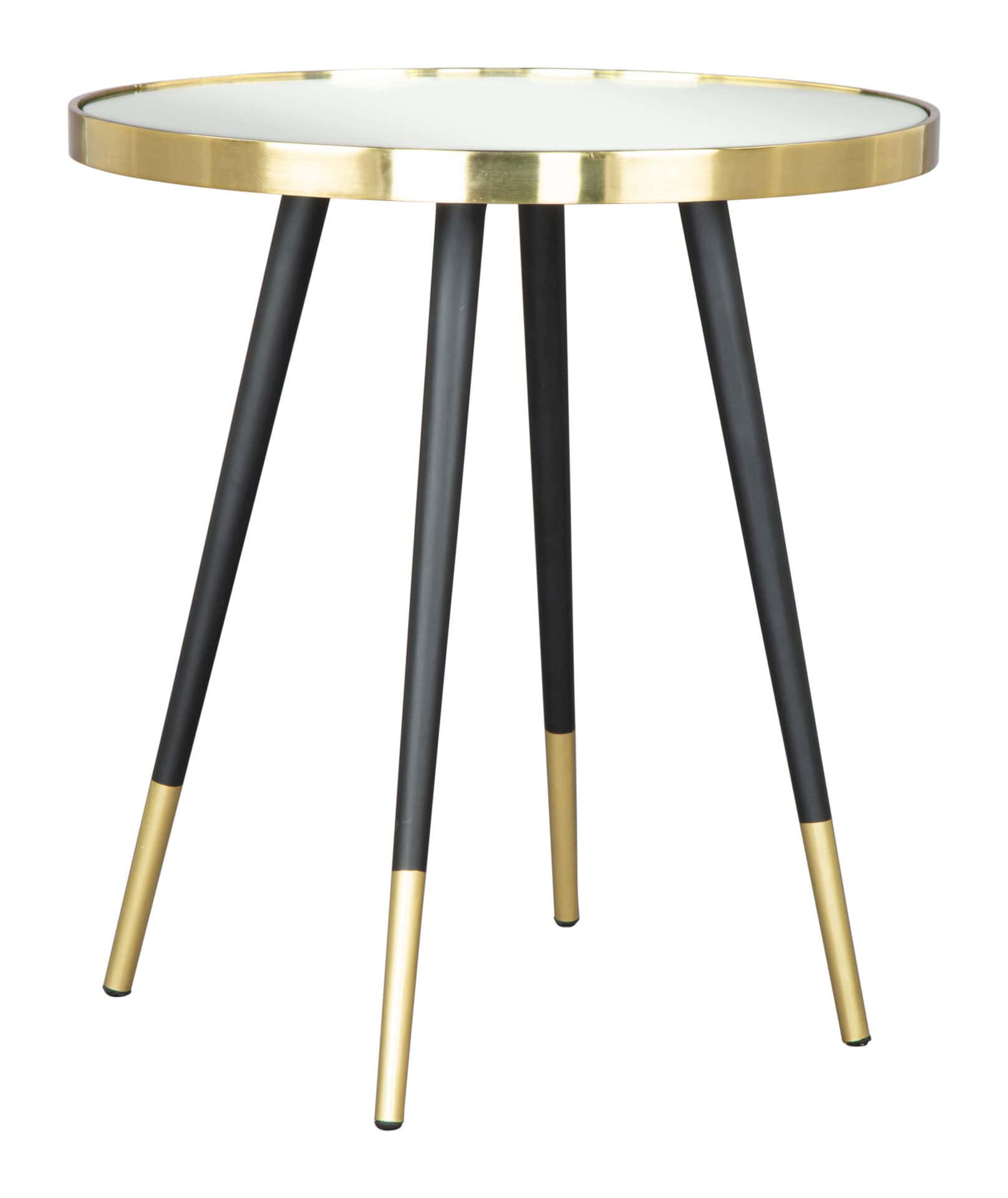 Gold & Black Round Side Table with Mirror Top 2 Gold & Black Round Side Table with Mirror Top - Image 2