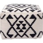 Boho Woven Cotton Ottoman with Rubber Feet Beige and Black 8 Boho Woven Cotton Ottoman with Rubber Feet Beige and Black