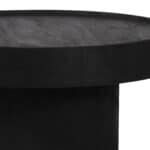 Sleek Black Mango Wood Round Coffee Table with Rubber Feet 10 Sleek Black Mango Wood Round Coffee Table with Rubber Feet