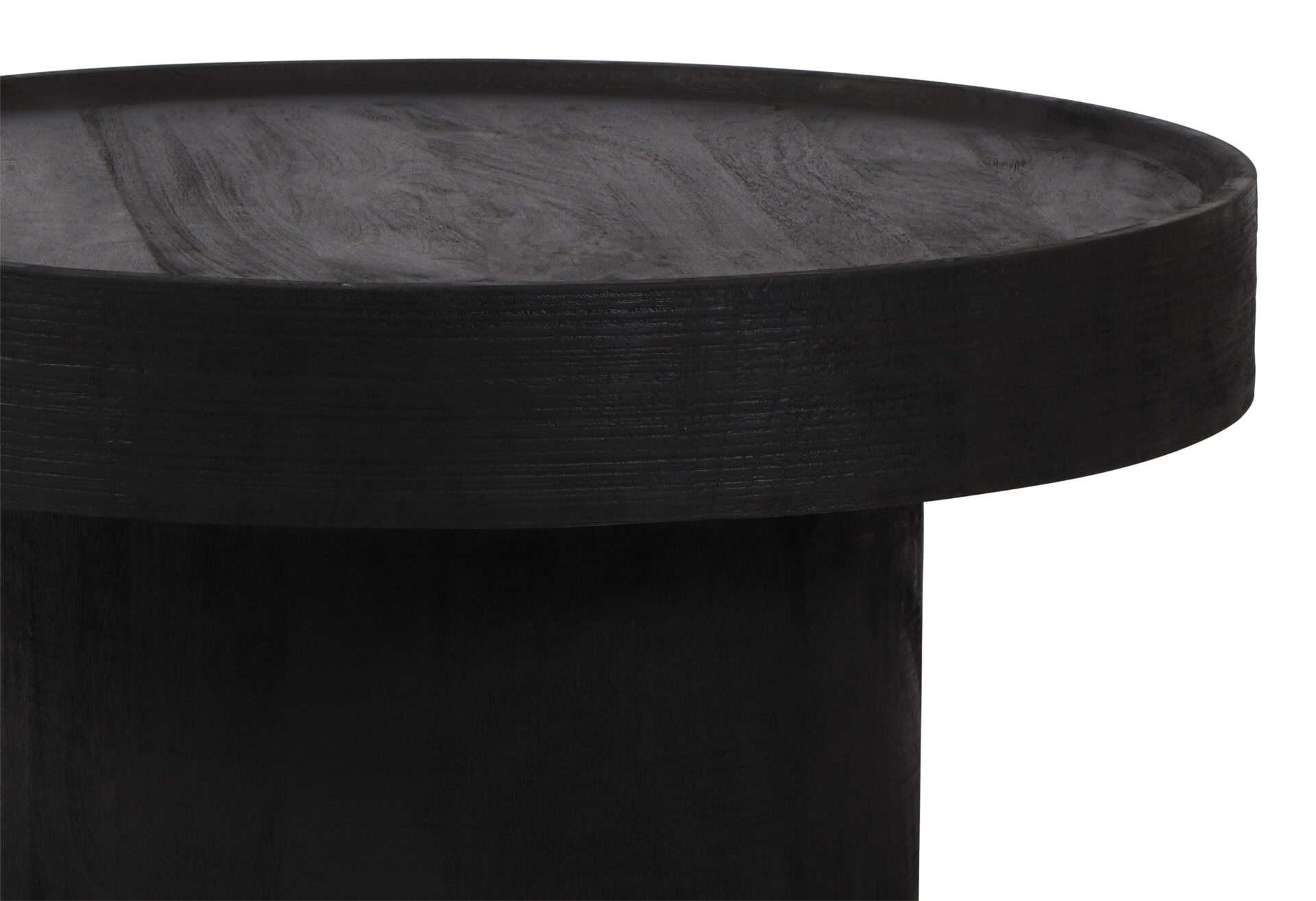 Sleek Black Mango Wood Round Coffee Table with Rubber Feet 5 Sleek Black Mango Wood Round Coffee Table with Rubber Feet - Image 5