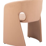 Modern Tan Dining Chair with Steel Frame and Armrest Support