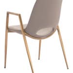 Beige Faux Leather Dining Chair with Gold Steel Legs (Set of 2)