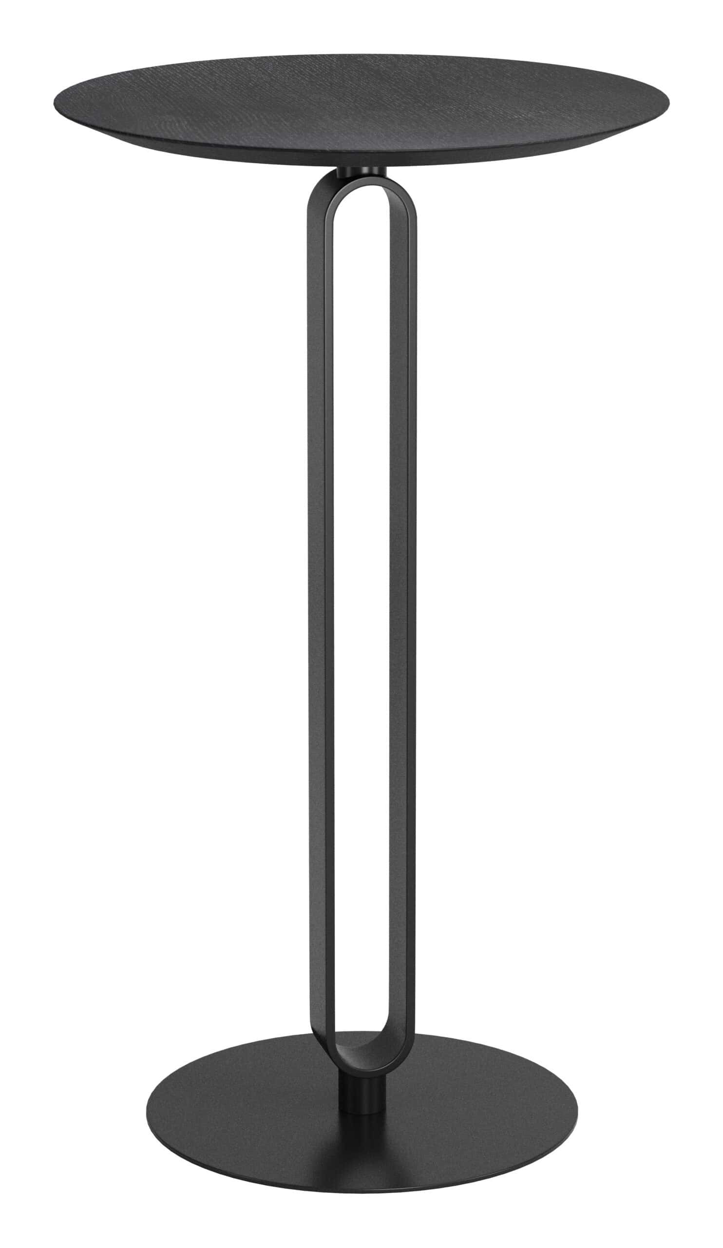 Black Round Bar Table with Steel Frame and Wood Veneer Top 7 Black Round Bar Table with Steel Frame and Wood Veneer Top