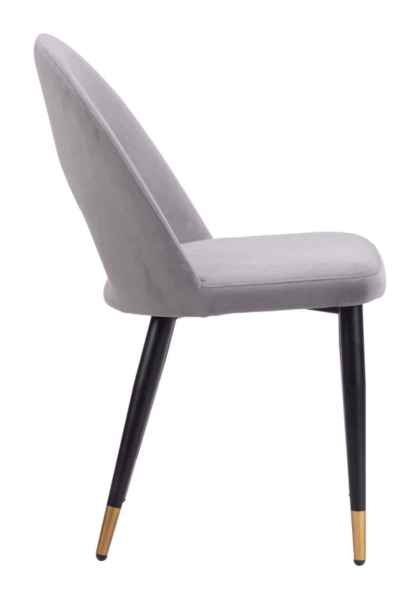 Modern Gray Velvet Dining Chair with Steel Base (Set of 2) 4 Modern Gray Velvet Dining Chair with Steel Base (Set of 2) - Image 4