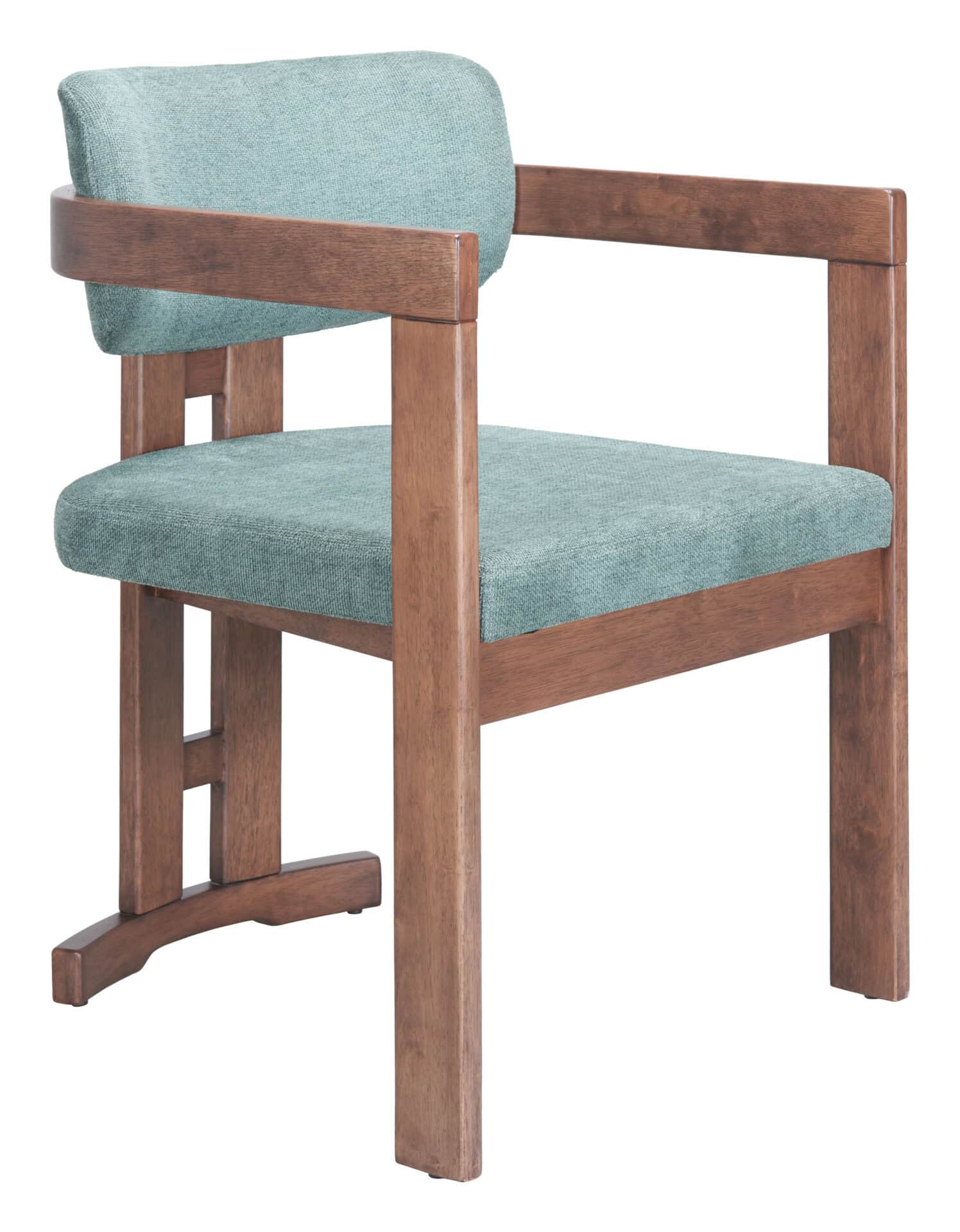 Modern Moss Gray and Walnut Dining Chair with Armrests 1 Modern Moss Gray and Walnut Dining Chair with Armrests