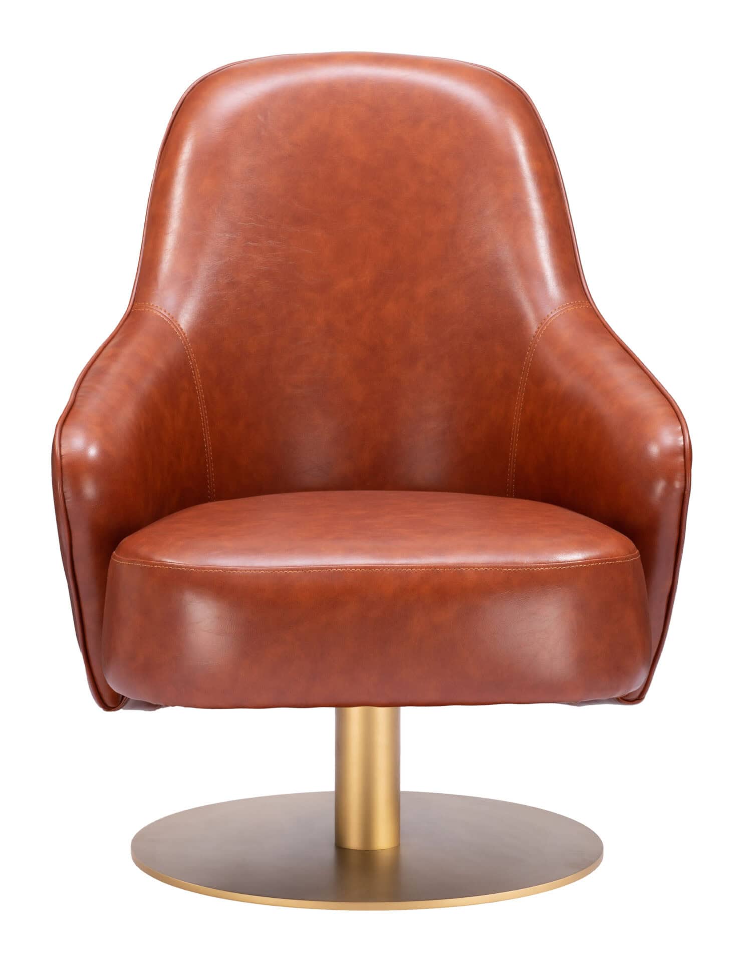 Swivel Faux Leather Accent Chair with Brushed Base and Armrests 3 Swivel Faux Leather Accent Chair with Brushed Base and Armrests - Image 3