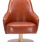 Swivel Faux Leather Accent Chair with Brushed Base and Armrests 9 Swivel Faux Leather Accent Chair with Brushed Base and Armrests
