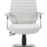 Adjustable White Faux Leather Office Chair with Chrome Frame and Casters