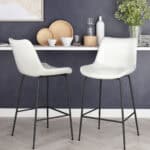 Mid-Century Modern White Counter Stool with Black Steel Frame 9 Mid-Century Modern White Counter Stool with Black Steel Frame