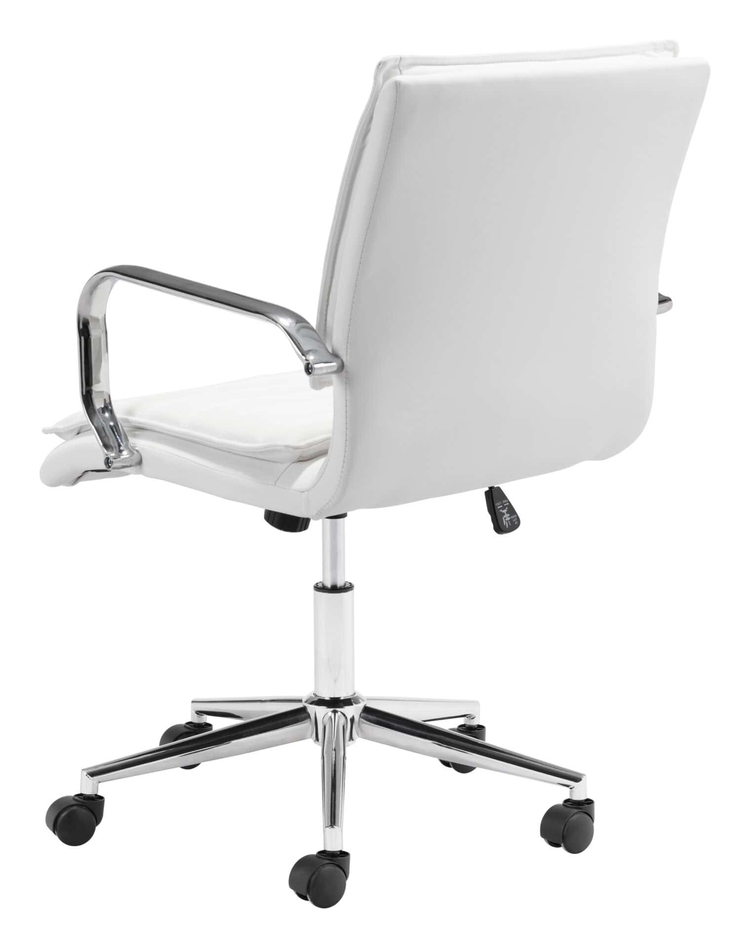 White Faux Leather Office Chair with Adjustable Height and Tilt Function 6 White Faux Leather Office Chair with Adjustable Height and Tilt Function - Image 6