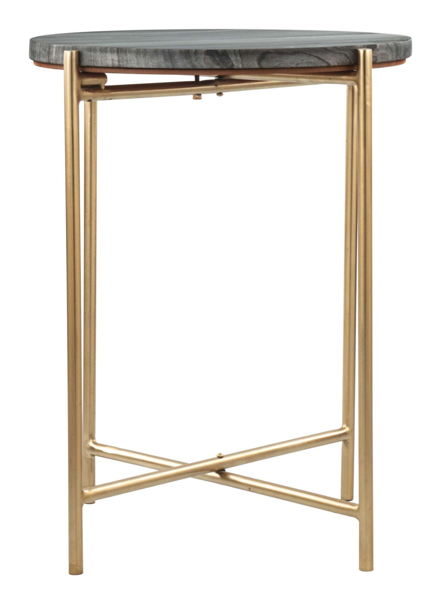 Gray and Gold Round Modern Glam Steel Frame Side Table 4 Gray and Gold Round Modern Glam Steel Frame Side Table - Image 4
