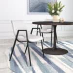 Mid-Century Modern Faux Leather Dining Chair with Steel Frame (Set of 2)
