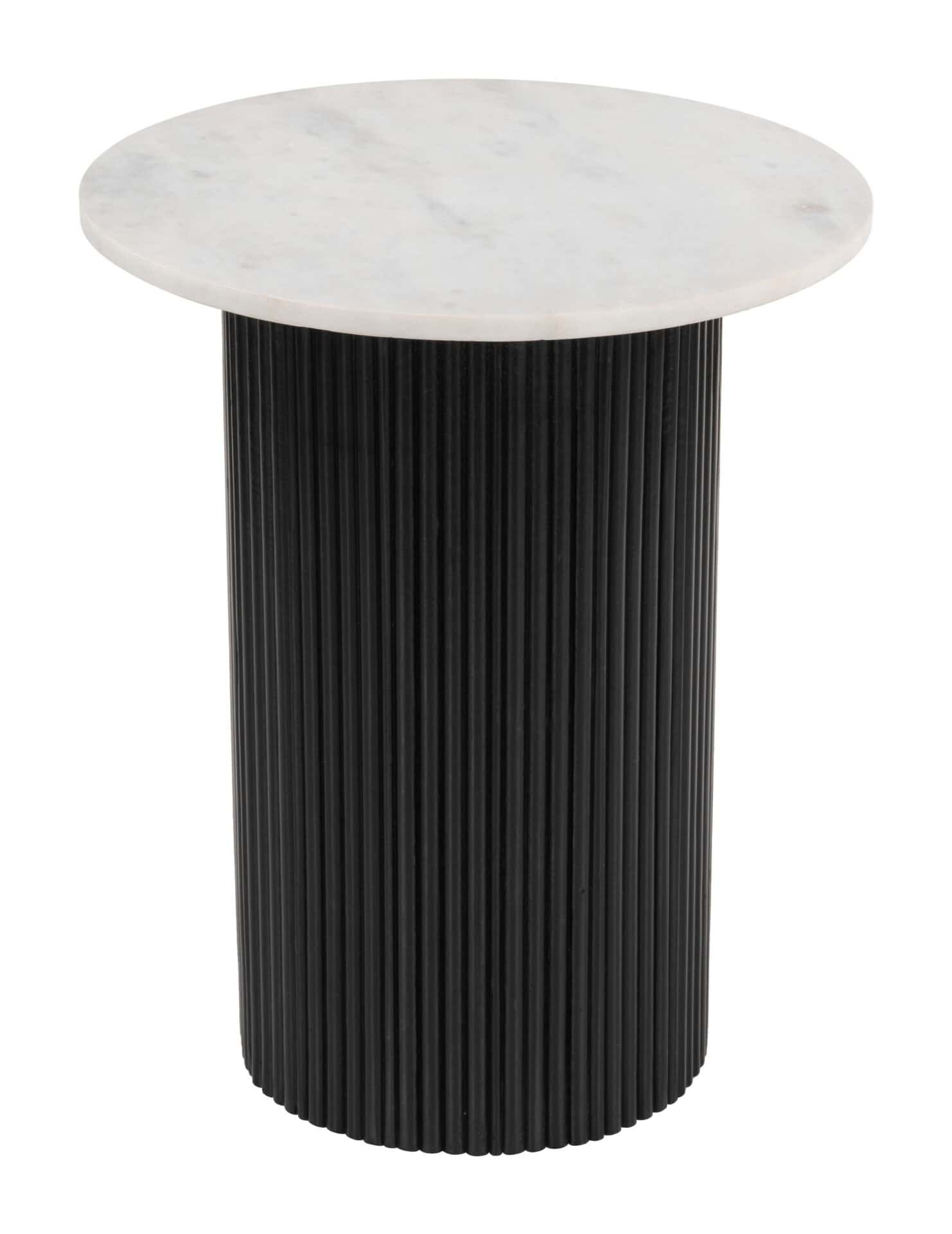 Modern Marble Top Side Table with Stained Wood Base 2 Modern Marble Top Side Table with Stained Wood Base - Image 2