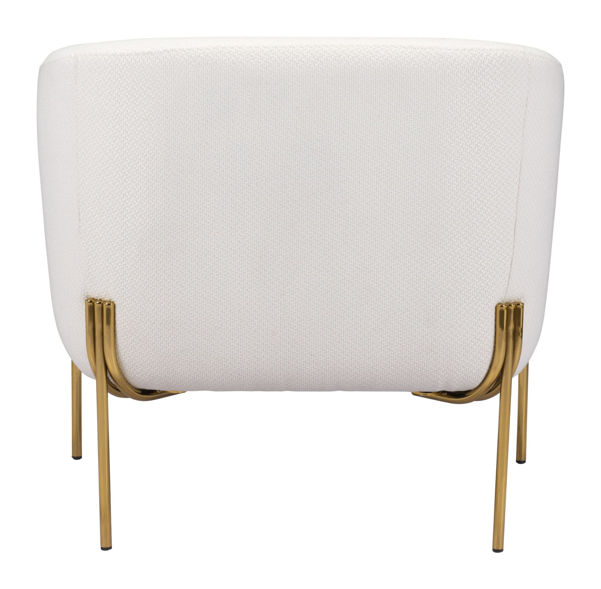 Modern Ivory Lounge Chair with Gold Frame, Armrest Support 5 Modern Ivory Lounge Chair with Gold Frame, Armrest Support - Image 5