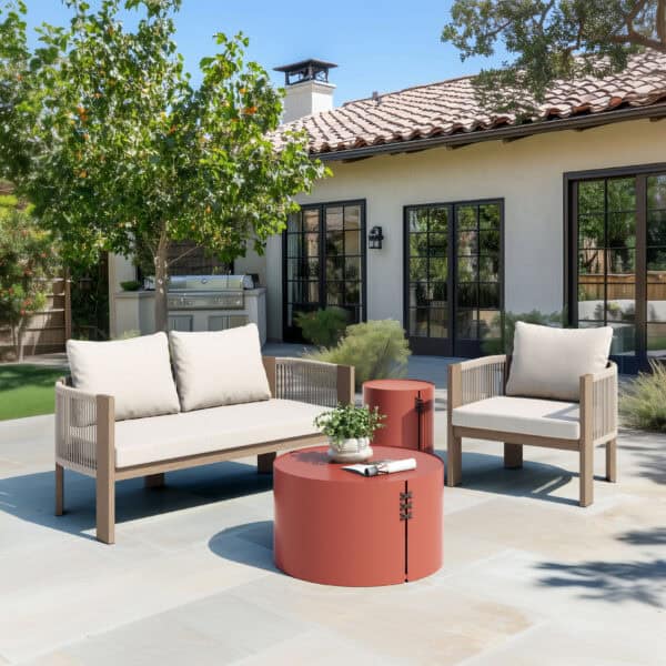 Modern Beige Sofa with Washable Cushions for Indoor Outdoor Use