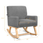 Gray Upholstered Rocking Chair with Solid Wood Base