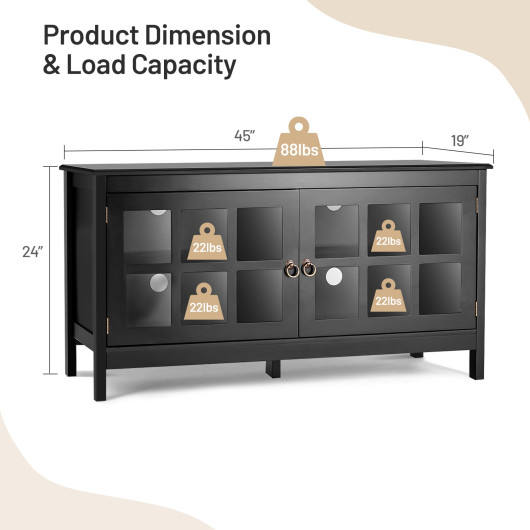 Modern Wood TV Stand with Glass Doors and Shelves 4 Modern Wood TV Stand with Glass Doors and Shelves - Image 4