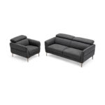 Adjustable Headrest Modern Fabric Loveseat Sofa with Metal Legs