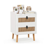 Modern White End Table with 2 Rattan Drawers 10 Modern White End Table with 2 Rattan Drawers