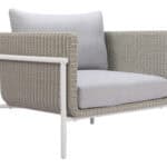 Gray Outdoor Armchair with Cushions and Weather Resistant Frame