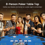 8-Player Foldable Poker Table Top with Cup Holders and Bag