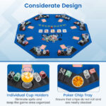 8-Player Foldable Poker Table Top with Cup Holders and Bag