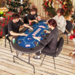 Foldable Poker Table with 8 Cup Holders and Padded Armrests