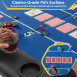 Foldable Poker Table with 8 Cup Holders and Padded Armrests