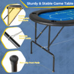 Foldable Poker Table with 8 Cup Holders and Padded Armrests