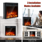 18 Inch Freestanding or Recessed Electric Fireplace Heater 1500W