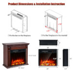 18 Inch Freestanding or Recessed Electric Fireplace Heater 1500W