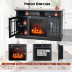48 Inch Electric Fireplace TV Stand with Storage Cabinets
