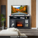 48 Inch Electric Fireplace TV Stand with Storage Cabinets